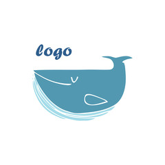 Naklejka premium Hand-drawn stylized minimalistic cartoon blue whale or humpback whale.