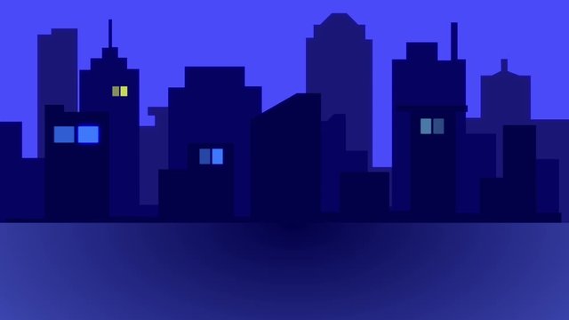 Construction Building - night view and city concept.  Bright light window on dark building tower town city vector background.