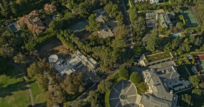 Los Angeles Aerial v210 Vertical perspective of Holmby Hills neighborhood - October 2019