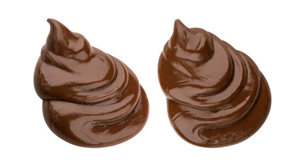 Swirl of chocolate cream isolated on white background