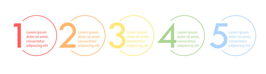 Infographic 5 step timeline template. Business graphic elements number five vector  