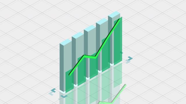 3D animation of 2D vector bar graph chart showing data visualization and information. 4K pastel colors fit in to you corporate presentation. 