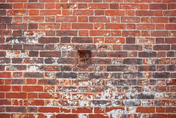 texture of old red brick masonry