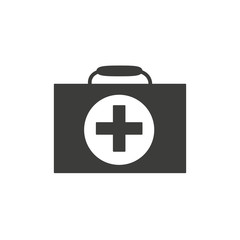 Black and white first aid kit icon