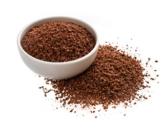 Pile of cocoa powder isolated on white background