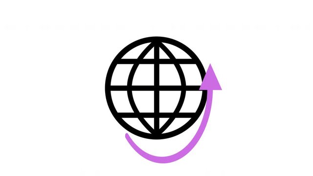 World internet connection logo animation loop pink