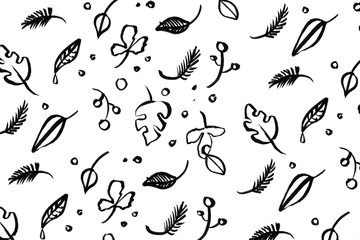 Pattern, patrón de plantas dibujadas a mano