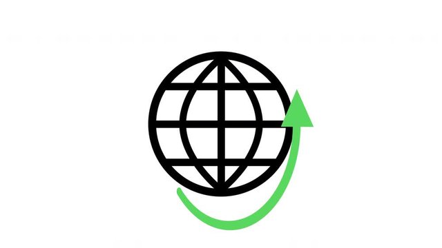 World internet connection logo animation loop green