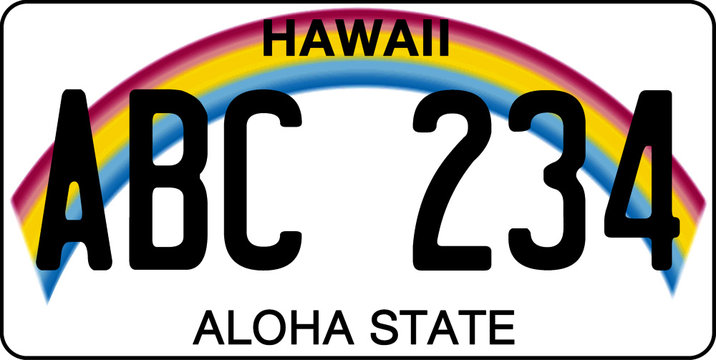 vehicle licence plates marking in Hawaii in United States of America