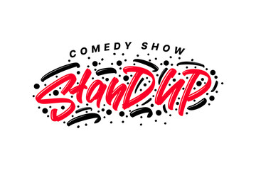 Stand Up hand drawn modern brush lettering text. Vector illustration logo for print and advertising.