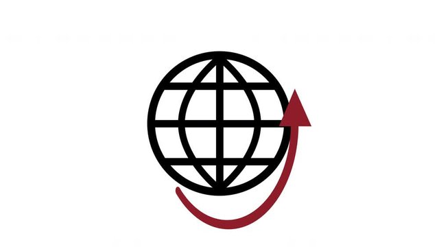 World internet connection logo animation loop red