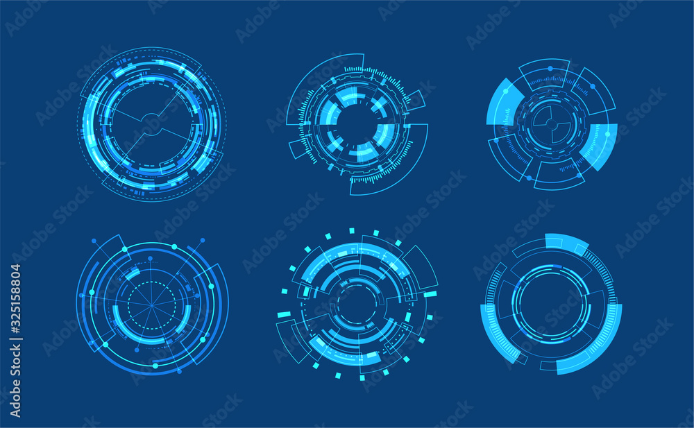Poster abstract technology circle set design.icon editable stroke