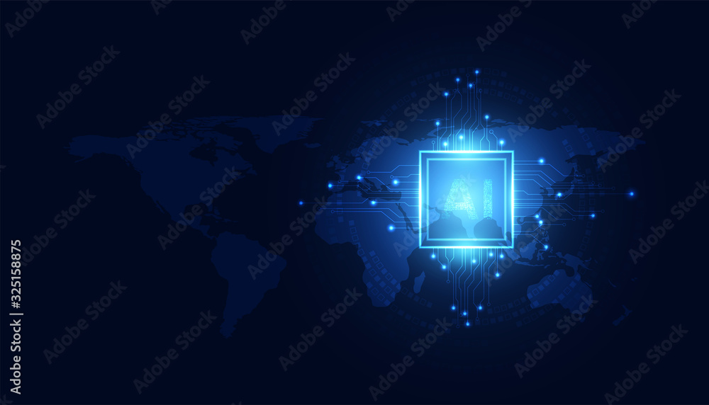 Poster abstract technology ai computing concept working data of artificial intelligence and futuristic digi