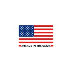 Made in USA badge with american flag. Made in USA banner isolated on white background