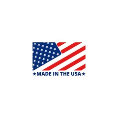 Made in USA badge with american flag. Made in USA banner isolated on white background