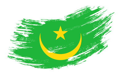 Mauritanian flag grunge brush background. Vector illustration.