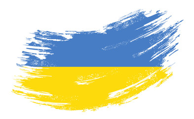 Ukrainian flag grunge brush background. Vector illustration.