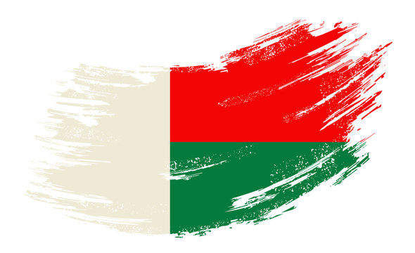 Madagascar flag grunge brush background. Vector illustration.