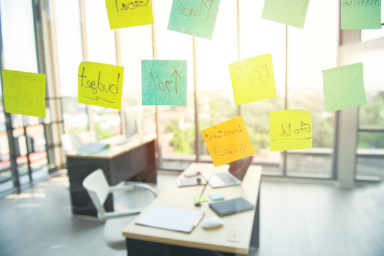posit stick on glass wall nobody in office