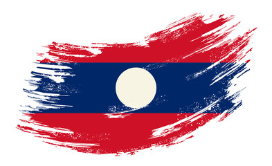 Laotian flag grunge brush background. Vector illustration.