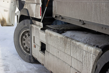  Side tractor; part of the fuel tank protection; wheel turned to the left