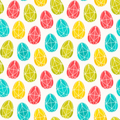 Seamless vector pattern with mosaic Easter eggs in bright colors.
