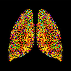 Abstract human lung of colorful ink splashes, grunge splatters. Vector illustration