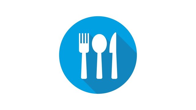 Blue motion graphic icon animation cutlery