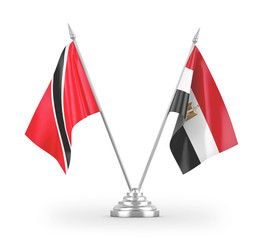 Egypt and Trinidad and Tobago table flags isolated on white 3D rendering