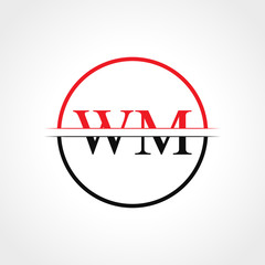 Initial WM Letter Linked Logo. Creative Letter WM Logo Design Vector Template