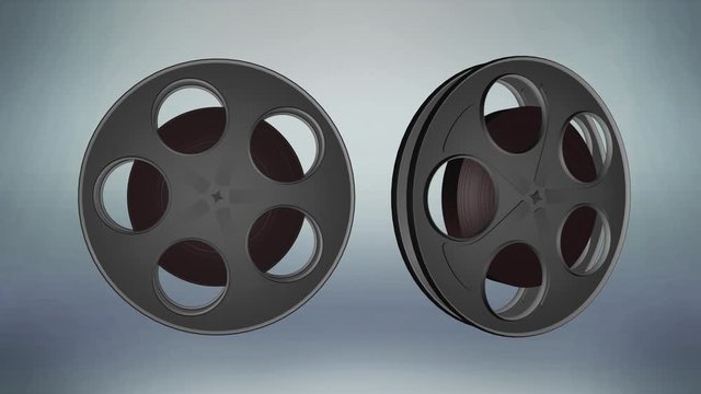 2 angles of a film camera spool spinning. Seamless loop with alpha channel