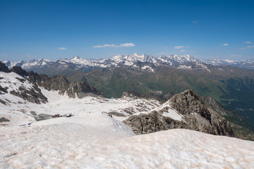 View from the Passo Presena Mountains. Italy