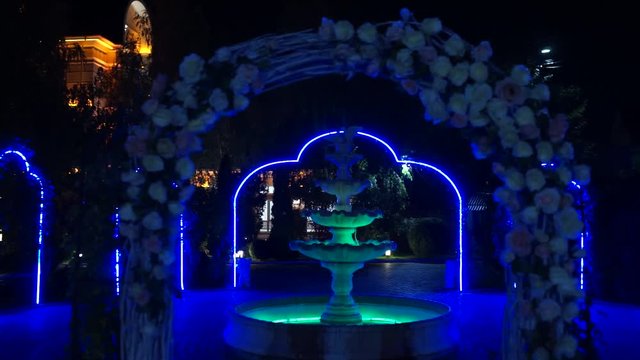 fountain in the evening
