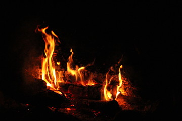  fire and firewood in the dark