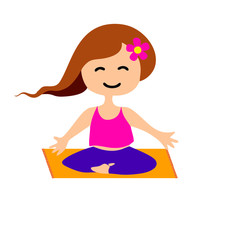 Yoga girl meditating. Vector illustration in flat style