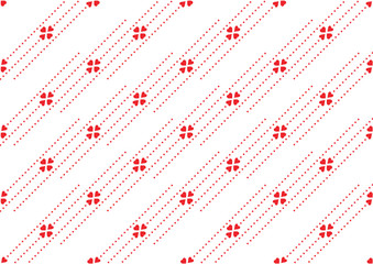Hearts seamless pattern. Dotted Arrows of hearts. Red heart icon isolated on white background. Valentine's Day banners, posters and wallpapers. Hearts of love.