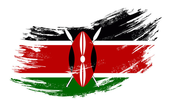 Kenyan flag grunge brush background. Vector illustration.