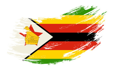 Zimbabwean flag grunge brush background. Vector illustration.