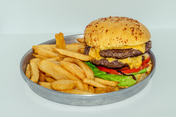 Burger with french fries