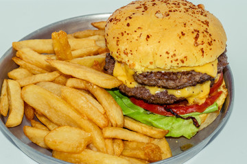 Burger with french fries
