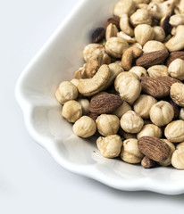 roasted hazelnuts, almonds and cashews in the same dish,