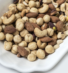 roasted hazelnuts, almonds and cashews in the same dish,