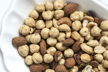 roasted hazelnuts, almonds and cashews in the same dish,
