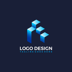 vector cube building gradient logo design template