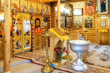 Icons and accessories for the ordinances and rites of the Russian Orthodox Church - obrazy, fototapety, plakaty