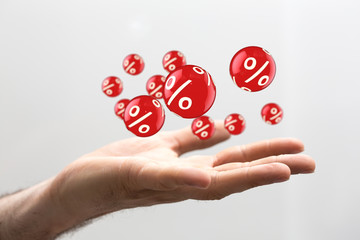 Discount and commission concept 3d