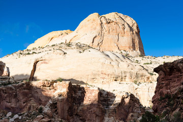 View of the Golden Throne from Capitol Gorge at sunset - Capitol Reef National Park, Utah, USA