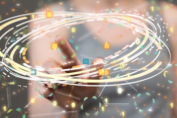 code data concept in hand digital 3d