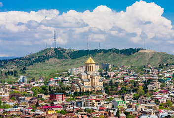 Sameda Cathedral (Holy Trinity) biggest Orthodox Cathedral, Tbilisi,   Georgia