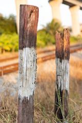 Close-up photos of old wooden posts